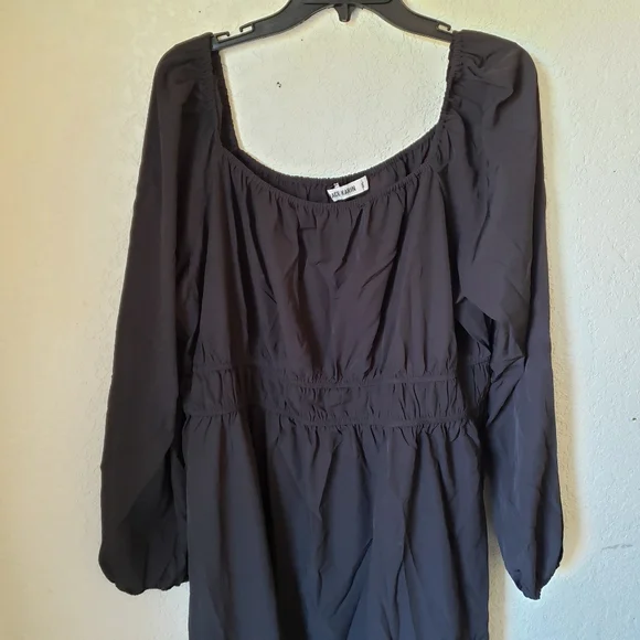 NWOT Grace Karin Plus Size Black Off Shoulder Ruffle Long Sleeve Dress Size 2XL - Picture 2 of 7